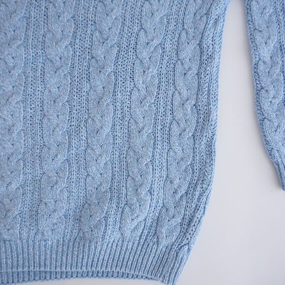 Vintage Northern Reflections Blue Cable Knit Turtleneck Preppy Sweater Cozy XL - Picture 5 of 9